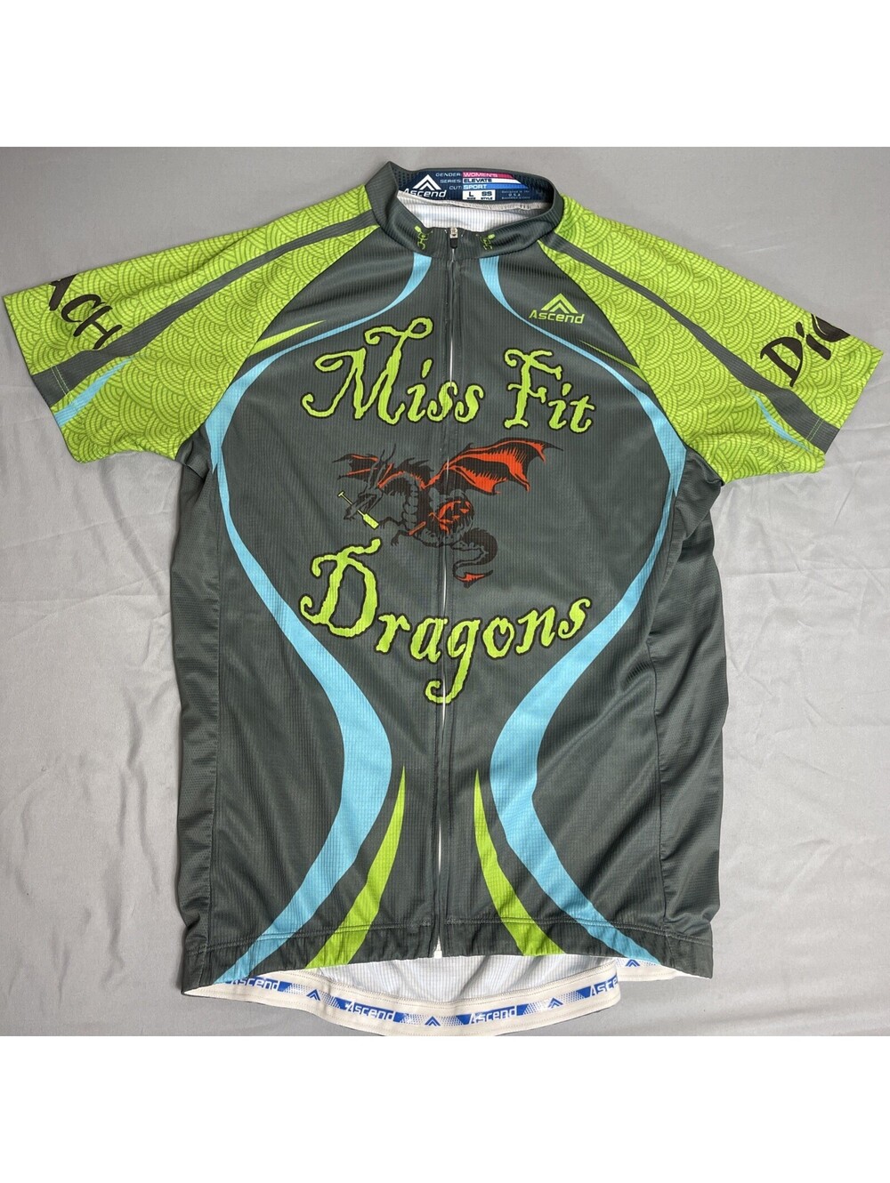 Ascend Miss Fit Dragons Women’s Cycling Bike Top Jersey L